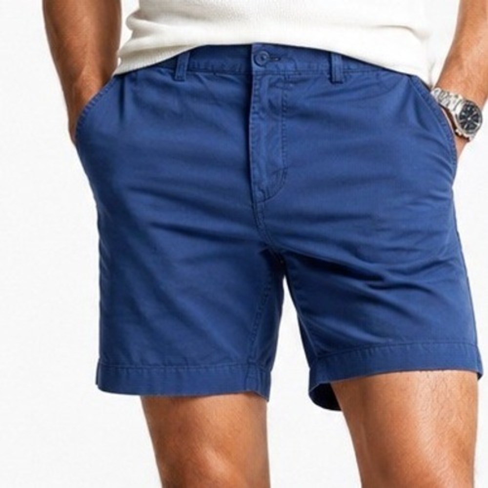 Tommy Hilfiger Mens Navy Blue Cotton Chino Shorts Size 38 Regular Fit Casual